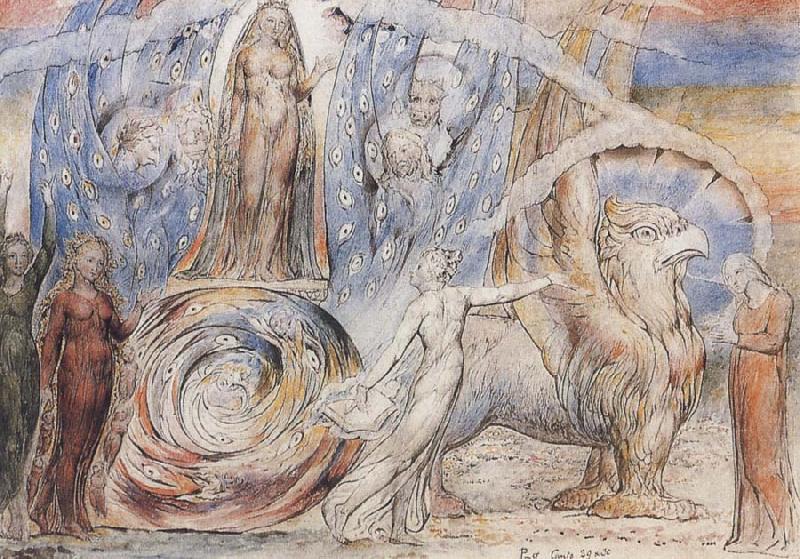 William Blake Beatrice addressing Dante from her Wagon